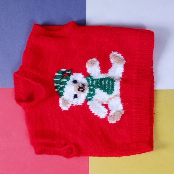 Vintage Handmade Christmas Teddybear Sweater Vest